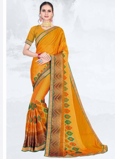 Yellow Colour SULAKSHMI BELISHA Fancy Chiffon Printed Casual Daily Wear Saree Collection 2905